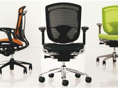 orange black and green ergonomic task chairs